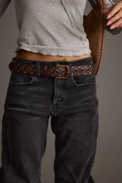 Hot Cedar Brown Embellished Genuine Leather Belt Belts|Festival Shoes + Accessories
