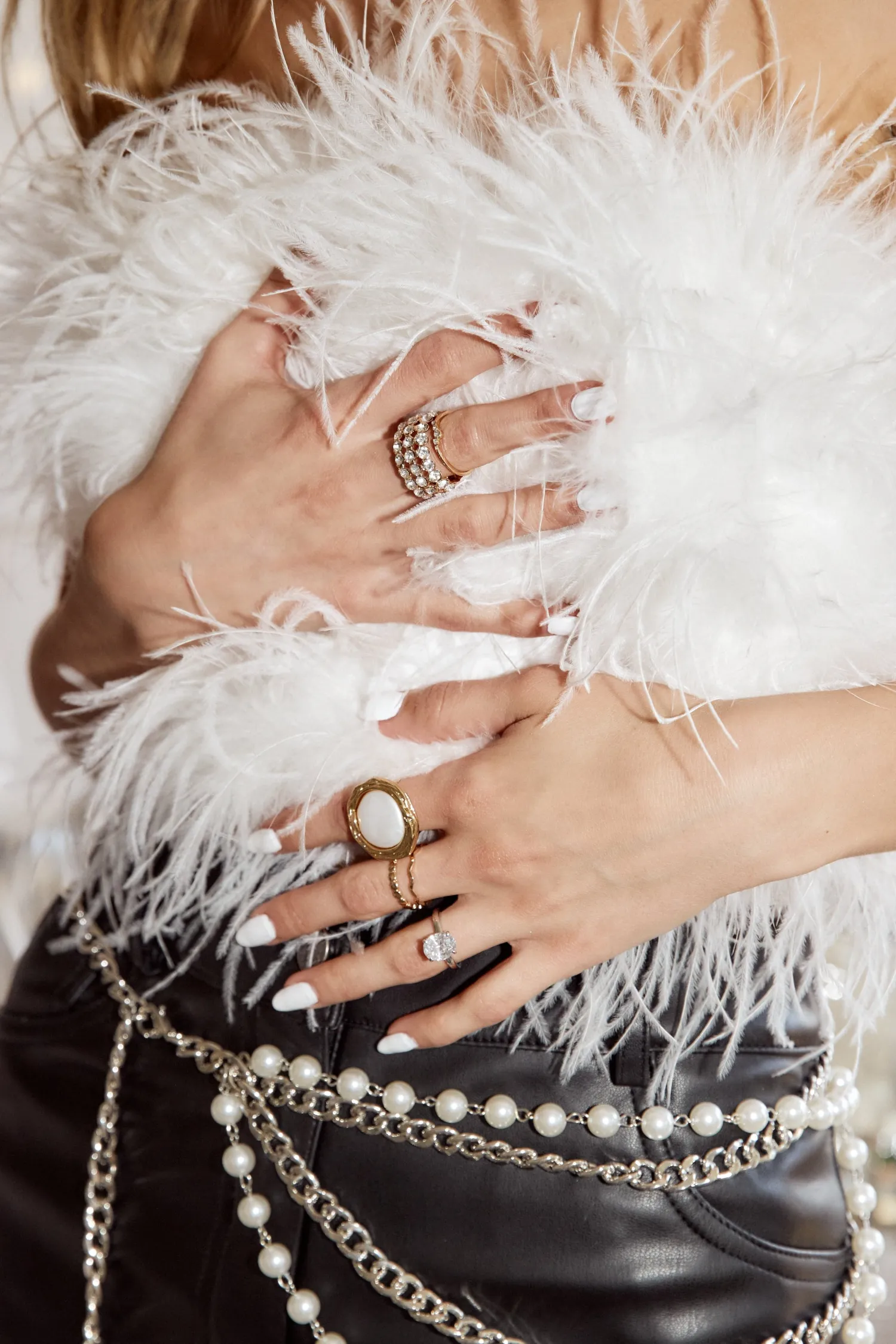 Fashion Chanel White Faux Feather Top Date Night Tops|Bridal Tops