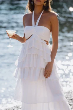 Hot Chateau White Ruffle Maxi Dress The White Edit|Golden Hour Bachelorette