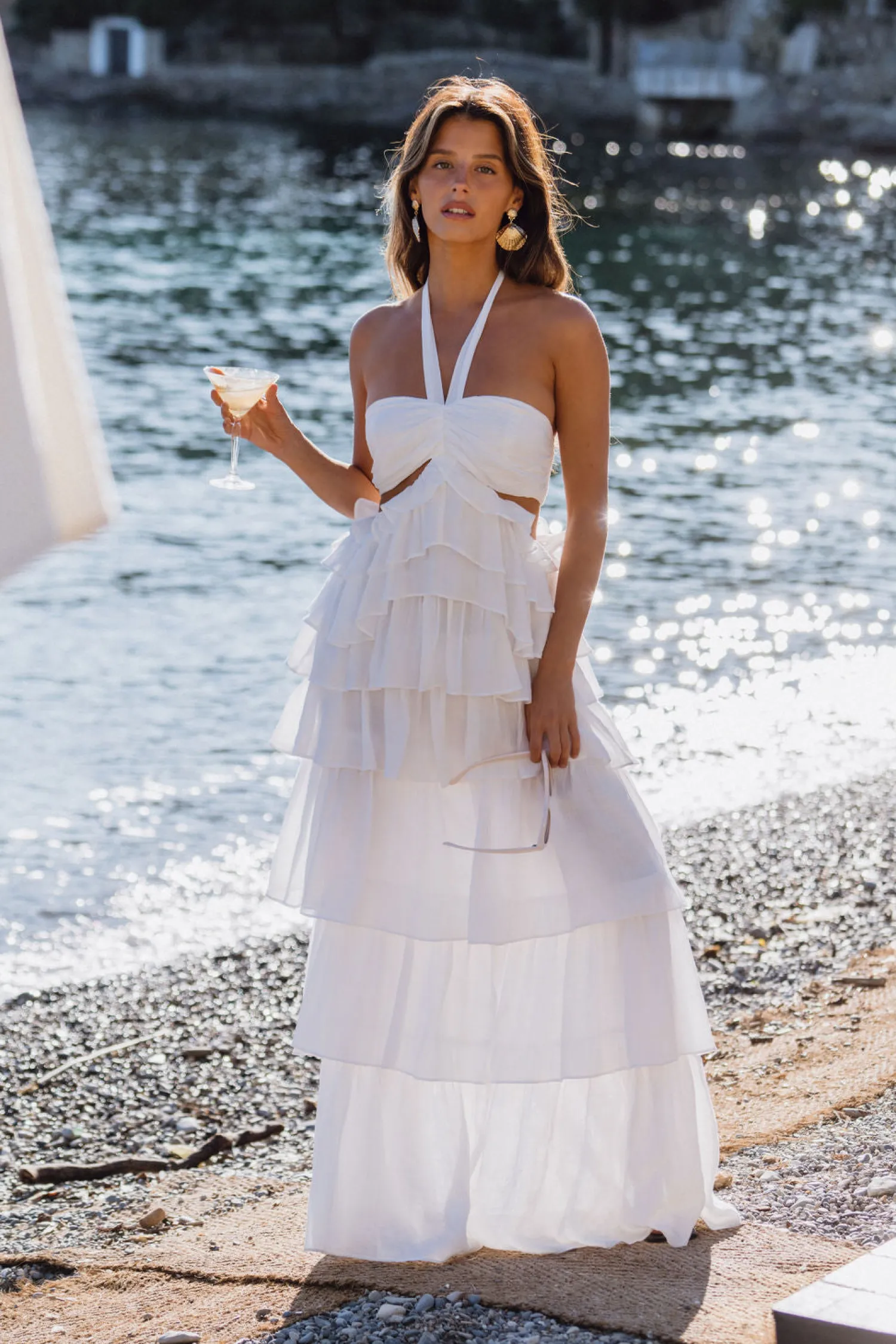 Hot Chateau White Ruffle Maxi Dress The White Edit|Golden Hour Bachelorette