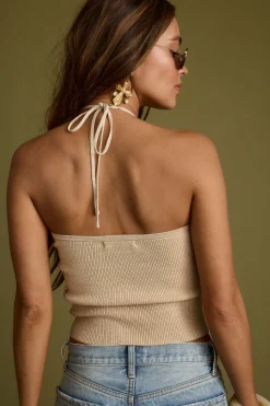 Best Cherished Gold Lurex Halter Top Date Night Tops|Going Out Tops