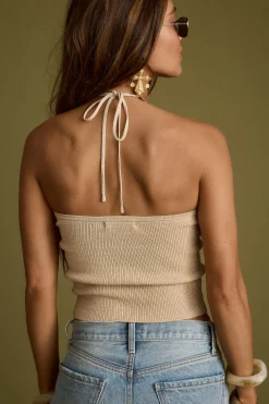 Best Cherished Gold Lurex Halter Top Date Night Tops|Going Out Tops