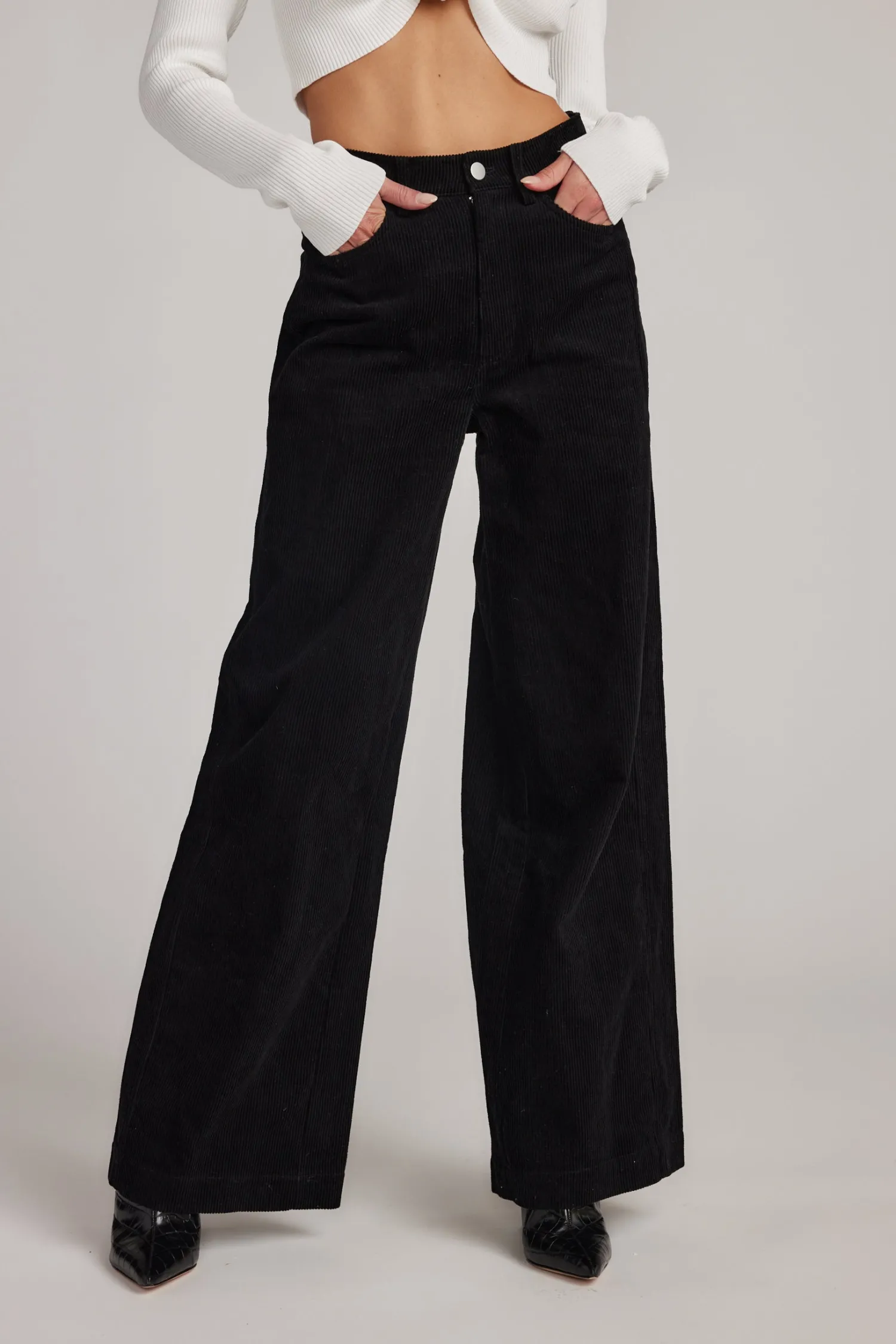 Hot Clarence Black Corduroy Pants Work Wear Bottoms|Pants