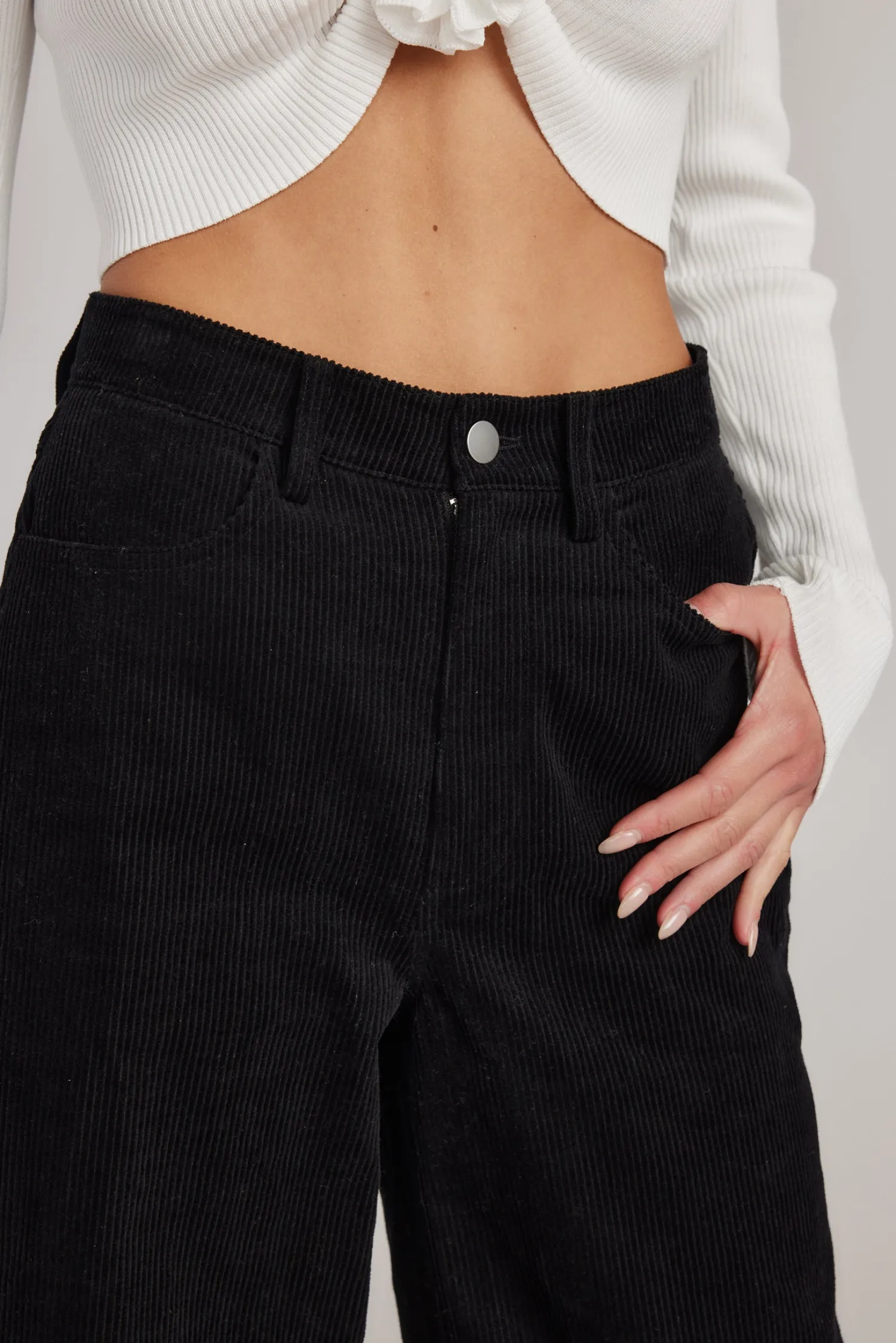 Hot Clarence Black Corduroy Pants Work Wear Bottoms|Pants