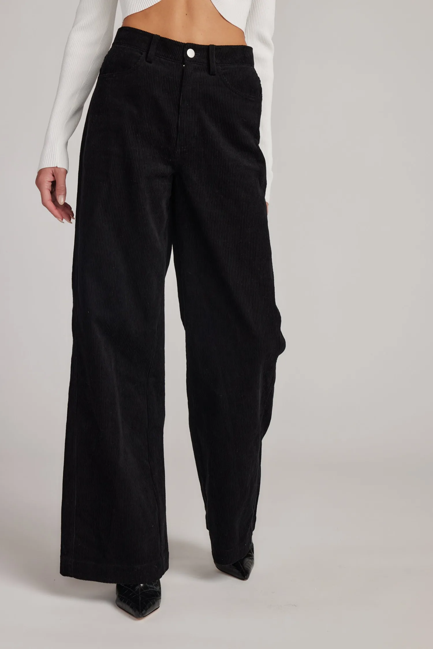 Hot Clarence Black Corduroy Pants Work Wear Bottoms|Pants