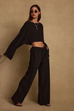 Online Clear Breeze Black Linen Pants Pants|Sets