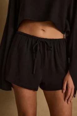 New Clear Breeze Black Linen Shorts Shorts|Sets