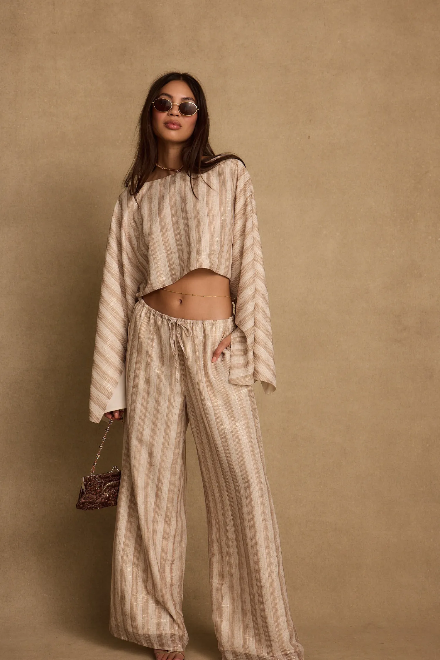 Online Clear Breeze Striped Chiffon Top Honeymoon|Sets