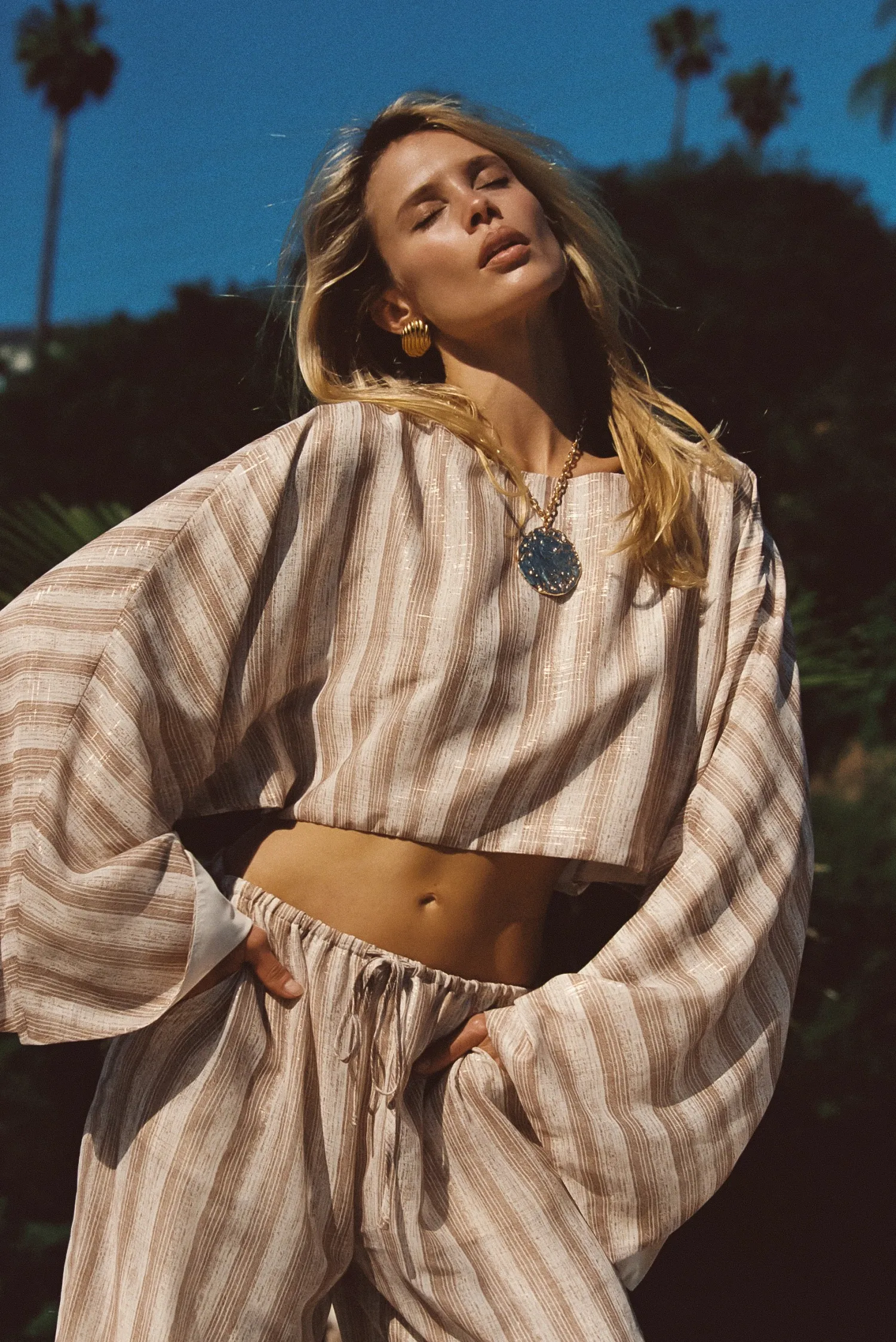 Online Clear Breeze Striped Chiffon Top Honeymoon|Sets