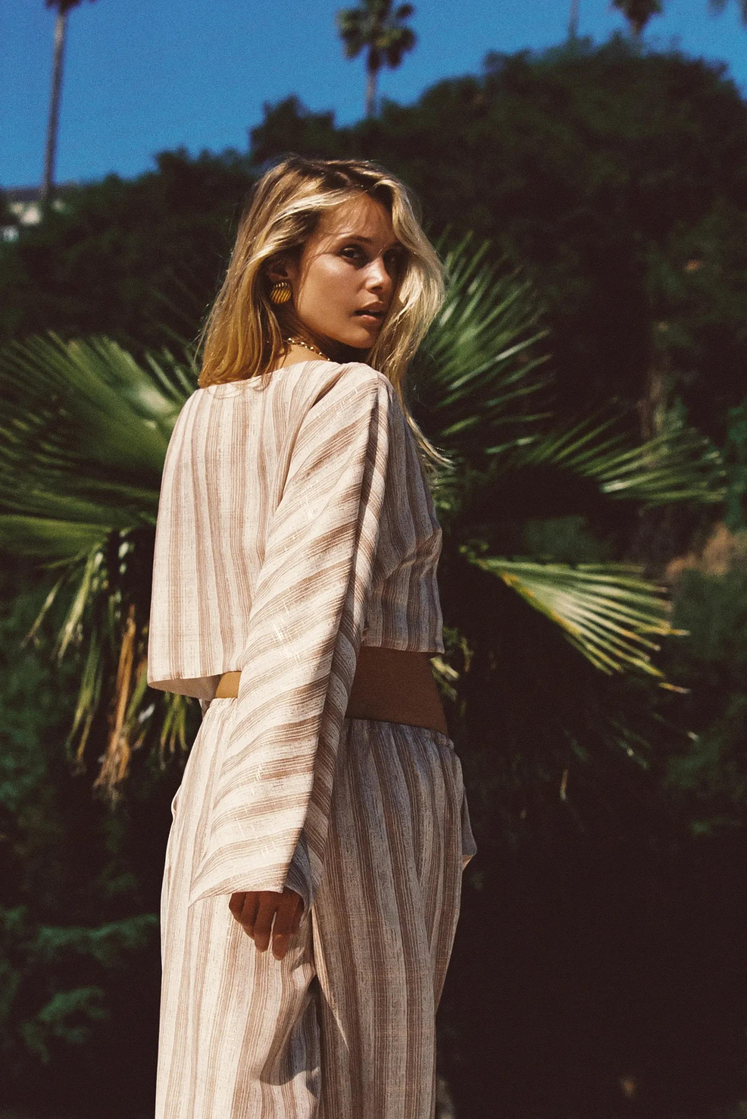 Online Clear Breeze Striped Chiffon Top Honeymoon|Sets