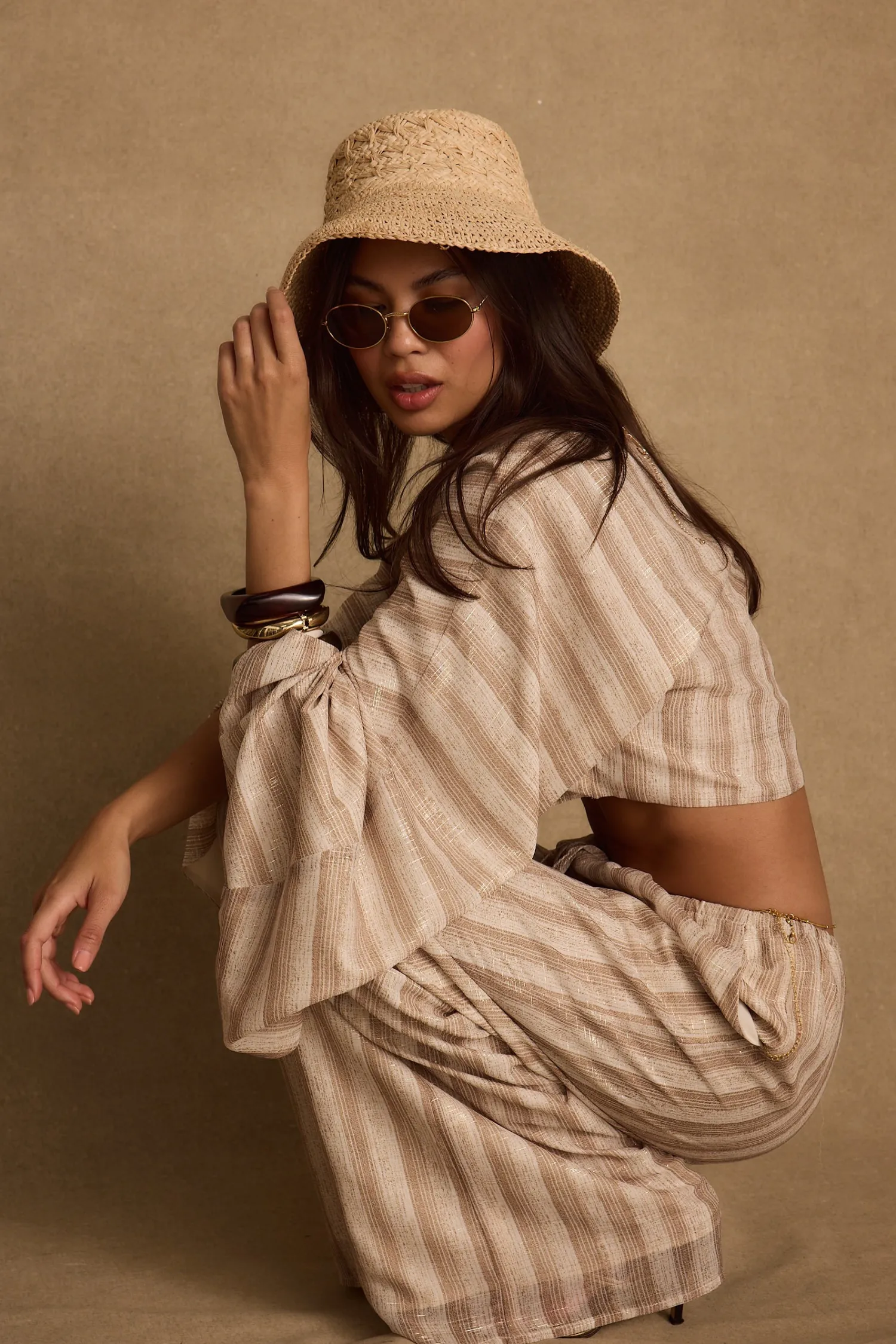 Online Clear Breeze Striped Chiffon Top Honeymoon|Sets