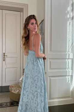 Fashion Clemente Blue Textured Maxi Dress Seashells + Wedding Bells|Day Dresses