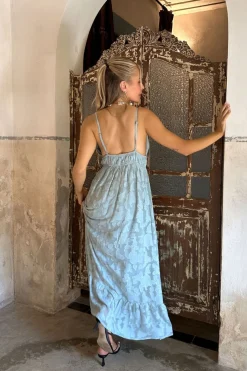 Fashion Clemente Blue Textured Maxi Dress Seashells + Wedding Bells|Day Dresses