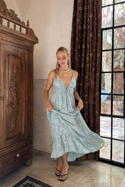 Fashion Clemente Blue Textured Maxi Dress Seashells + Wedding Bells|Day Dresses
