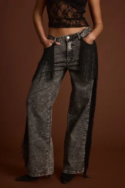 Outlet Colt Washed Black Fringe Denim Pants Denim|Pants