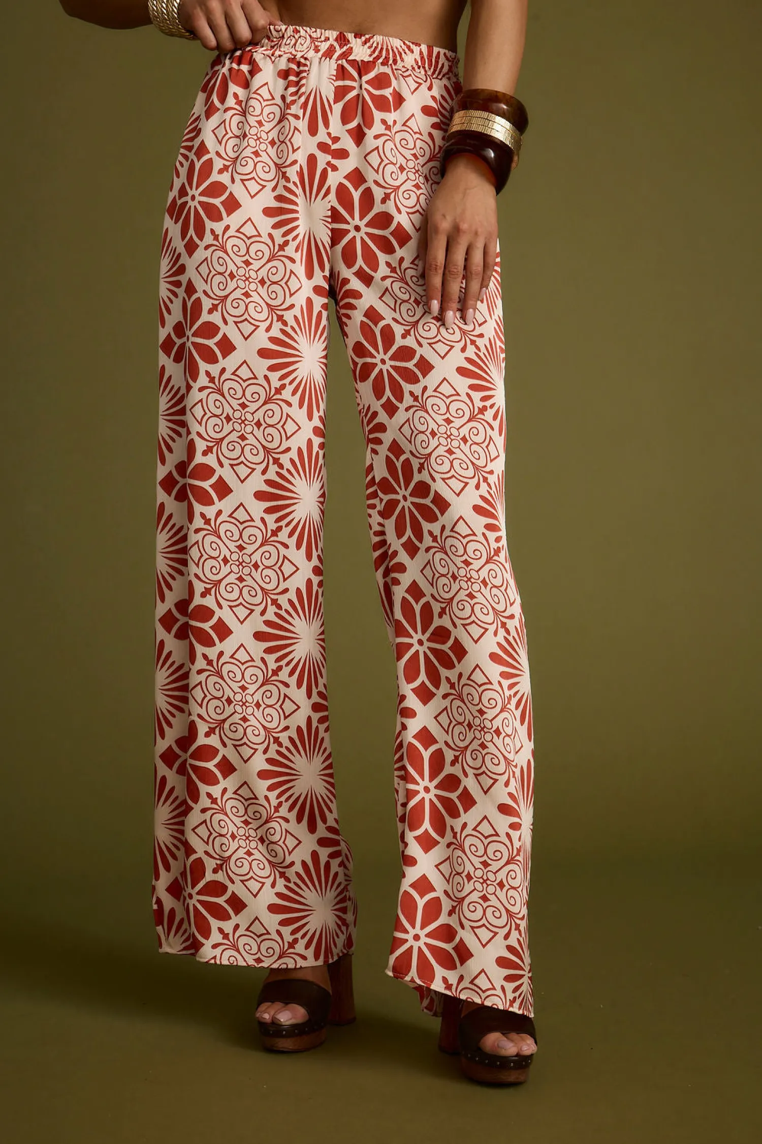 Discount Cubana Rust Satin Pants Pants|Sets