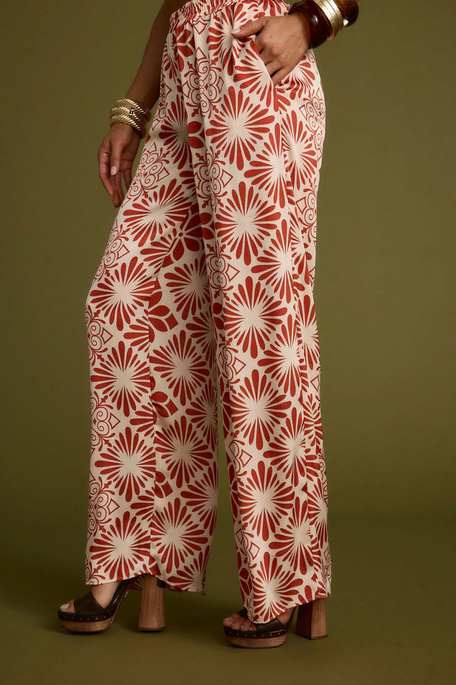 Discount Cubana Rust Satin Pants Pants|Sets