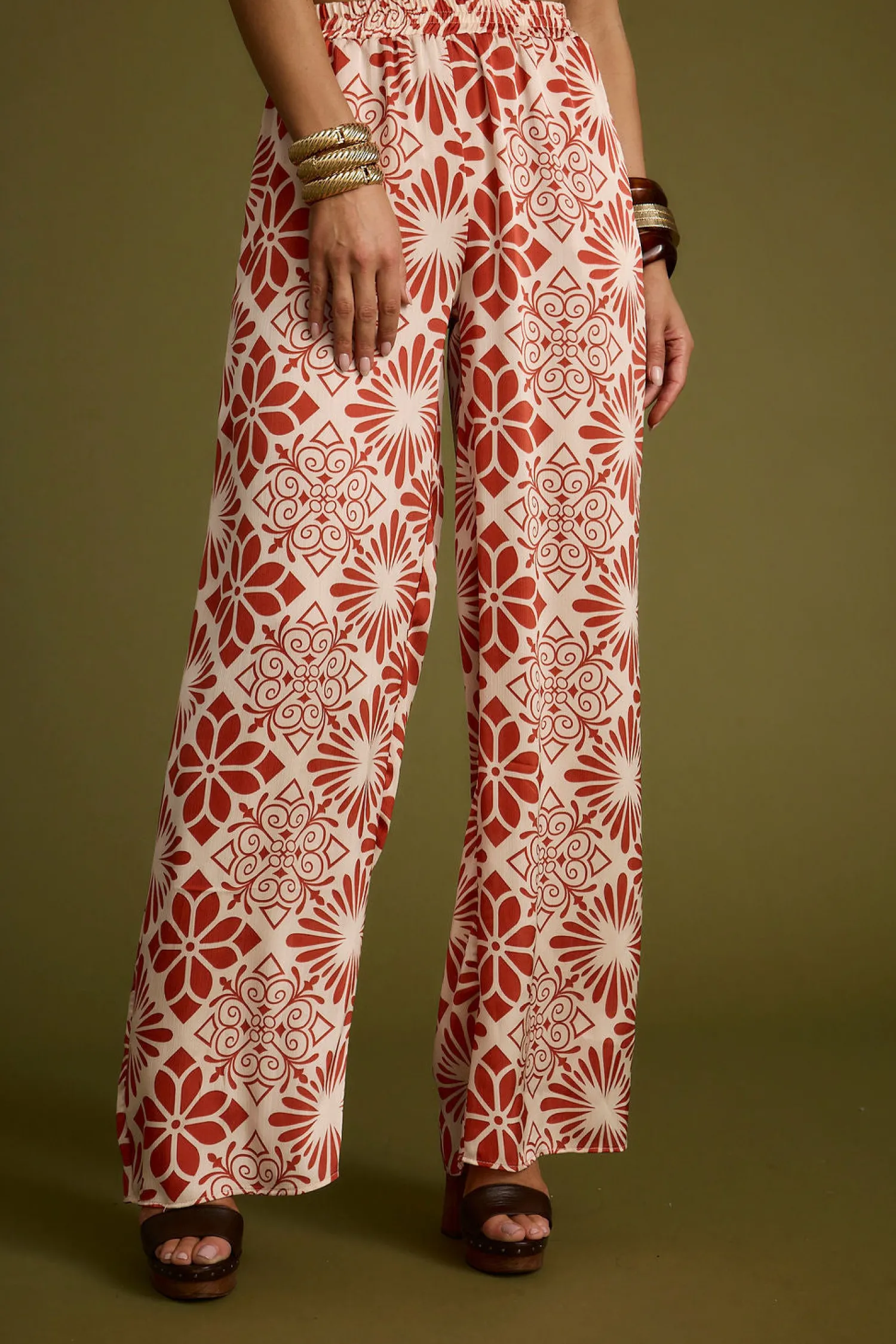 Discount Cubana Rust Satin Pants Pants|Sets