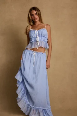 Best Dahlia Blue Maxi Skirt Skirts|Sets