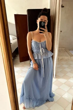 Best Dahlia Blue Maxi Skirt Skirts|Sets