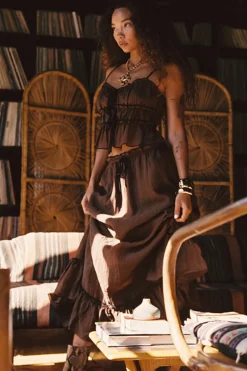 Online Dahlia Brown Maxi Skirt Date Night Bottoms|Skirts