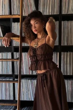 Clearance Dahlia Brown Tank Date Night Tops|Sets