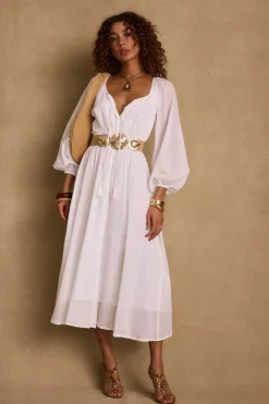Discount Danika White Linen Maxi Dress The White Edit|Honeymoon