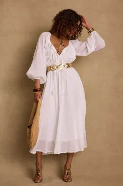 Discount Danika White Linen Maxi Dress The White Edit|Honeymoon