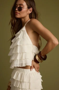 Best Dayana Ivory Ruffle Halter Top Bridal Tops|Sets