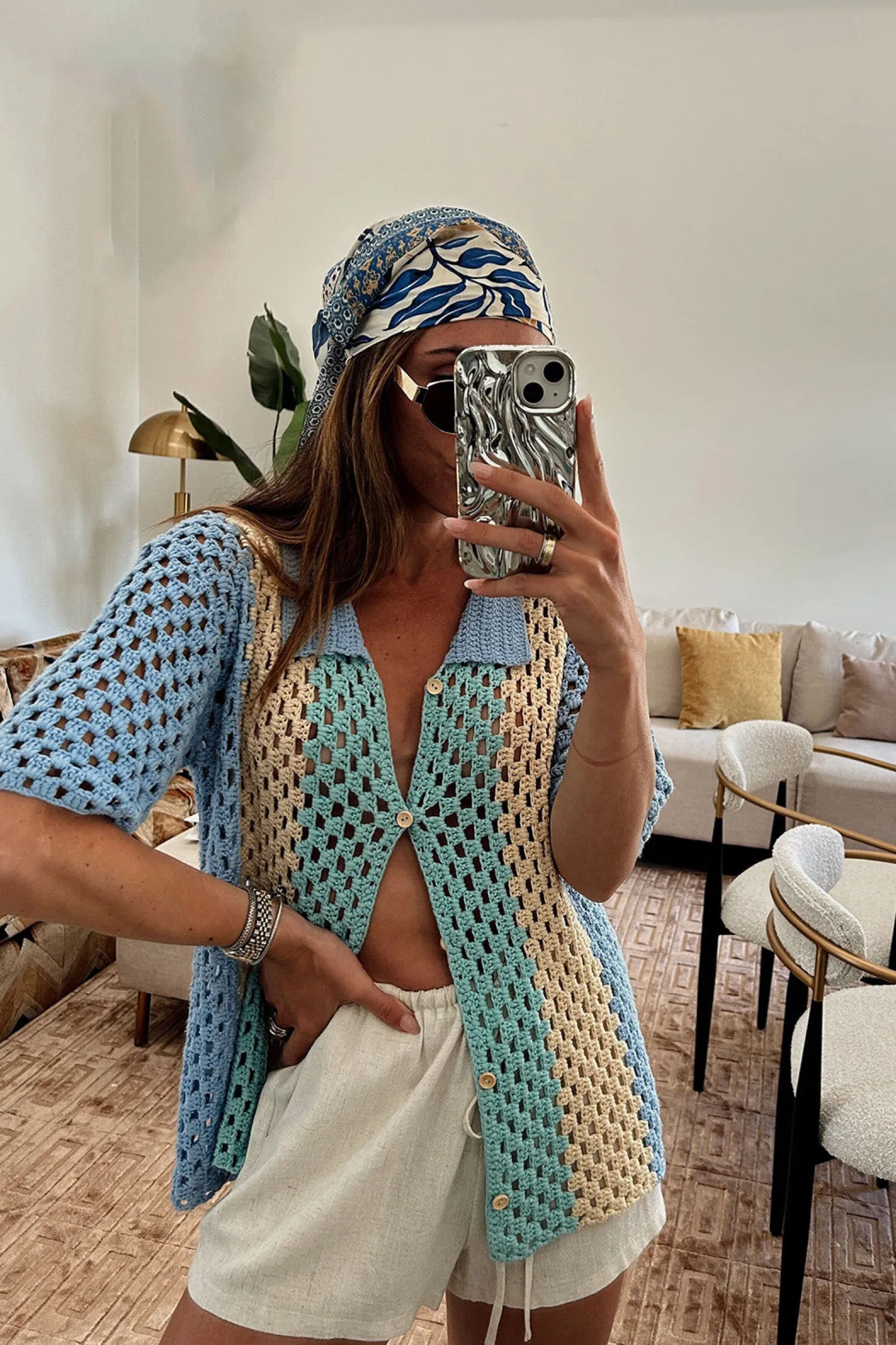 Hot Delmar Crochet Button Shirt Tees + Tanks|Vacation Tops