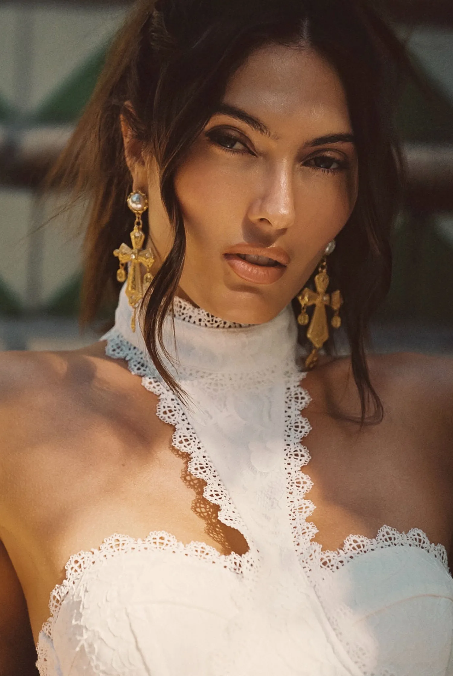 Online Devoted Gold Cross Pearl Earrings Golden Hour Bachelorette