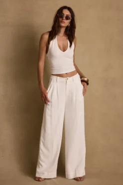 Hot Diane White Linen Trouser Work Wear Bottoms|Bridal Bottoms
