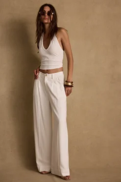 Hot Diane White Linen Trouser Work Wear Bottoms|Bridal Bottoms