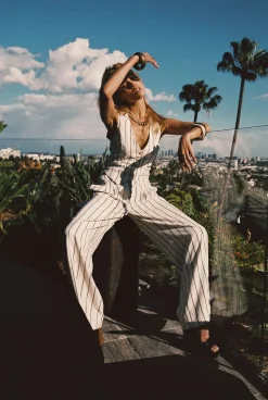 Sale Diane White Striped Trousers Pants|Sets