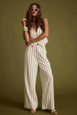Sale Diane White Striped Trousers Pants|Sets