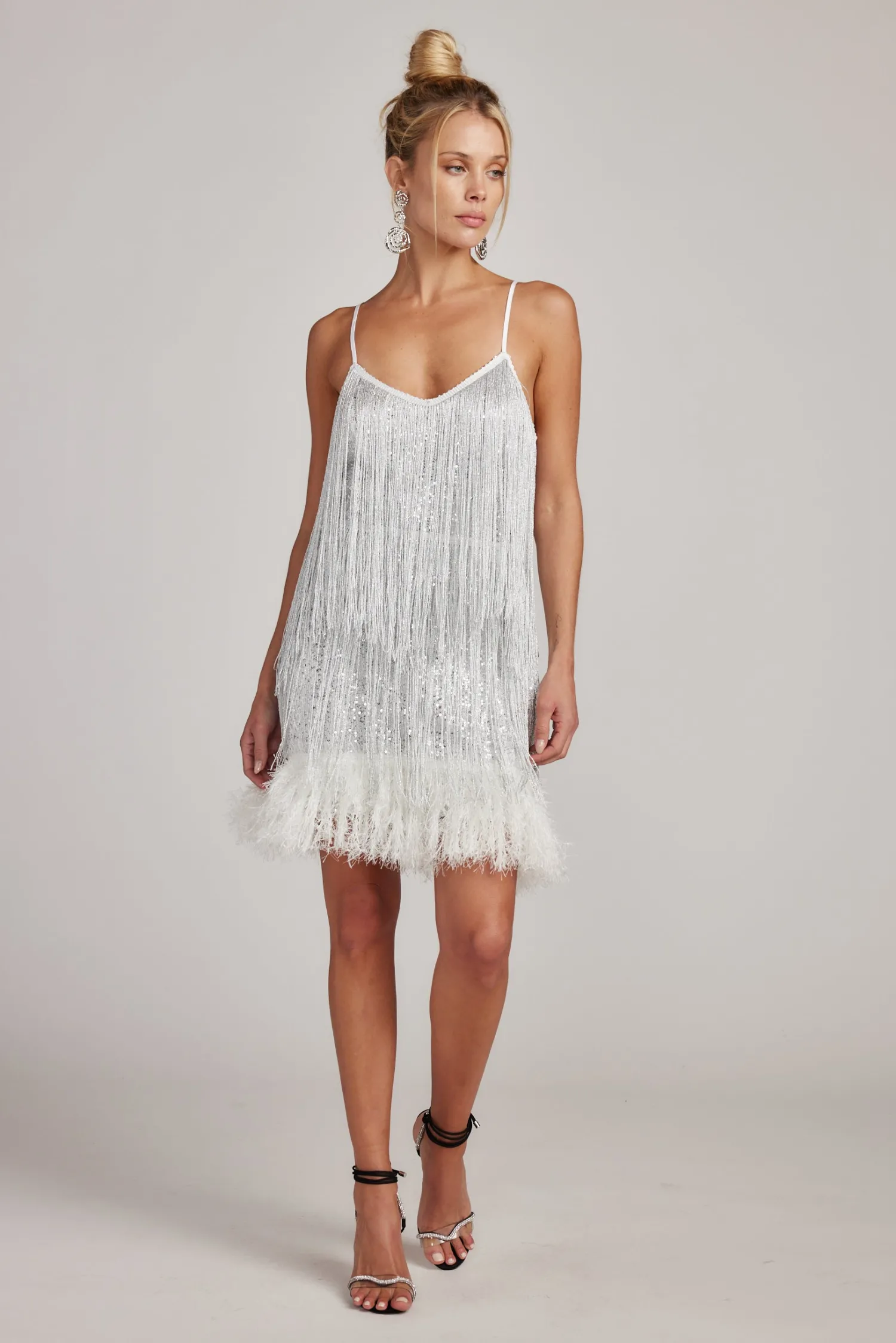 Sale Disco Fever Silver Fringe Mini Dress Denim + Diamonds Bachelorette|Festival Dresses