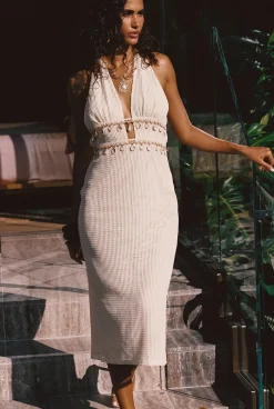 New Divine Ivory Shell Embellished Midi Dress The White Edit|Golden Hour Bachelorette