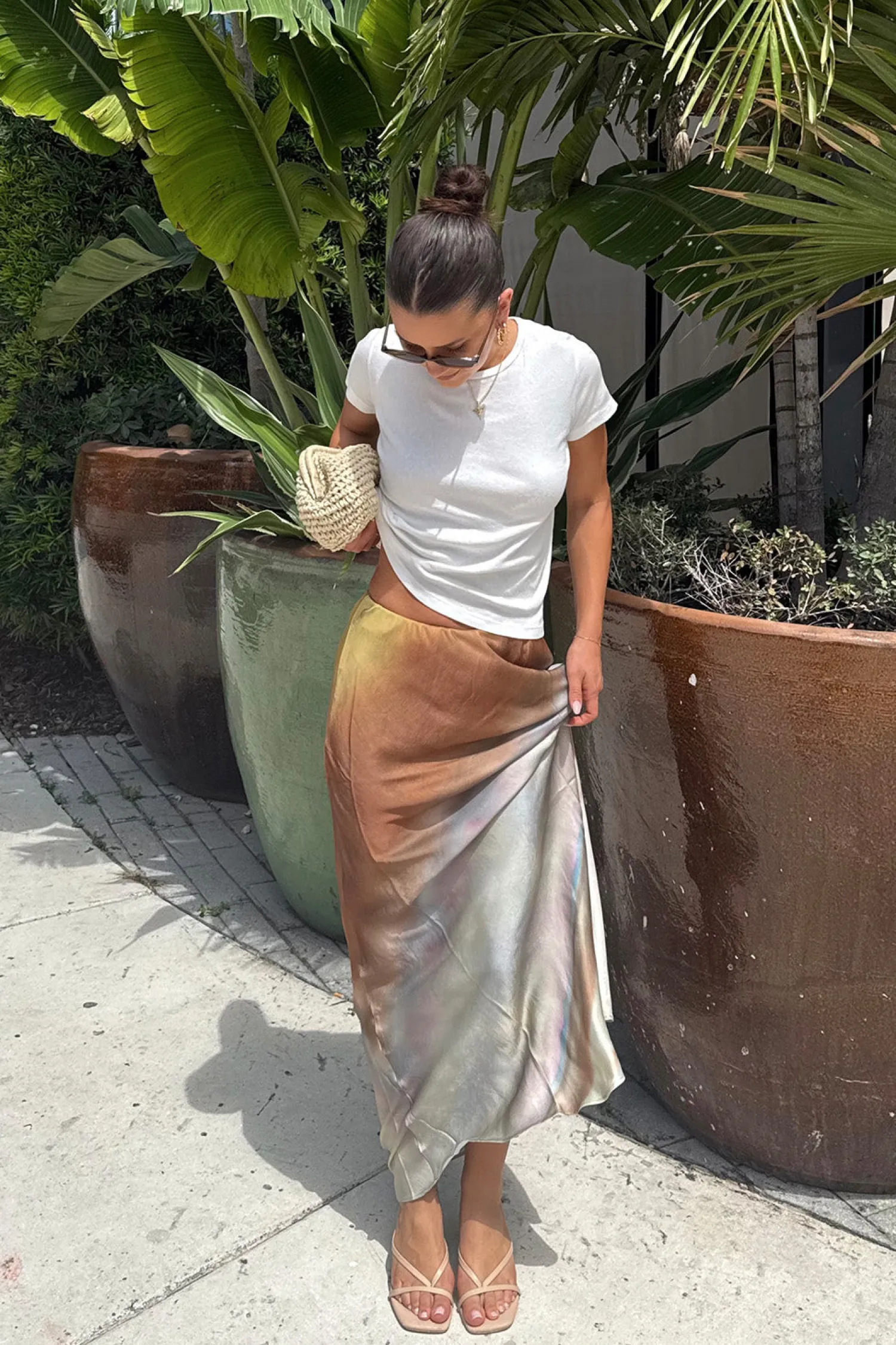 Discount Dolce Golden Ombre Satin Maxi Skirt Date Night Bottoms|Skirts