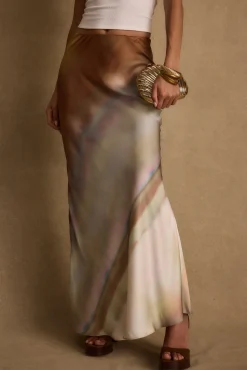 Discount Dolce Golden Ombre Satin Maxi Skirt Date Night Bottoms|Skirts