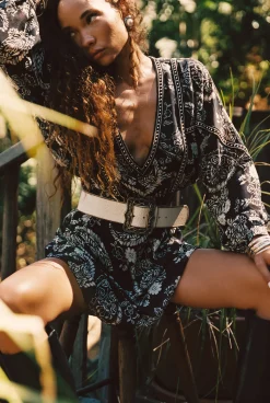 New Donna Black And White Floral Mini Dress Day Dresses|Mini Dresses