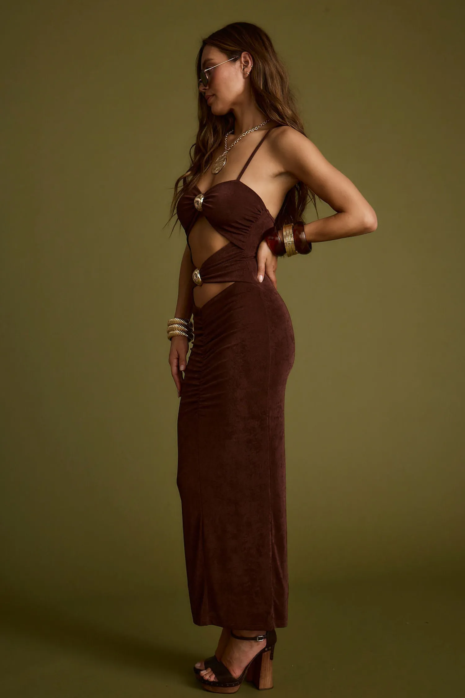 Best Elena Brown Slinky Dress Seashells + Wedding Bells|Party Dresses
