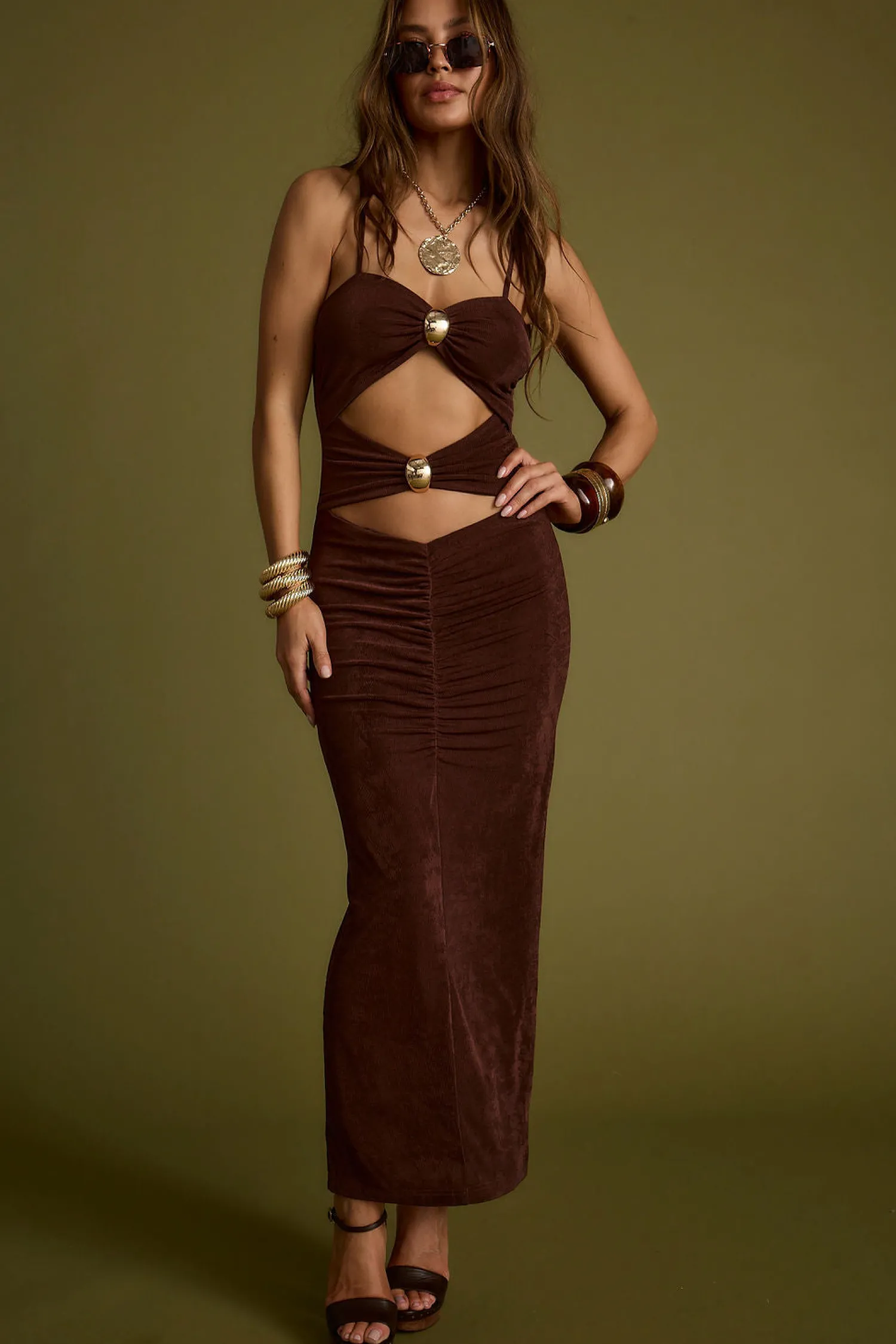 Best Elena Brown Slinky Dress Seashells + Wedding Bells|Party Dresses