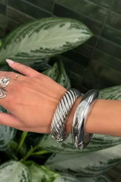Discount Elsa Set of 2 Silver Bangles Jewelry