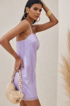 New Emmy Lavender Sequin Mini Dress Date Night Dresses|Party Dresses