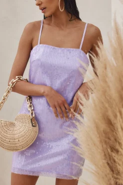 New Emmy Lavender Sequin Mini Dress Date Night Dresses|Party Dresses
