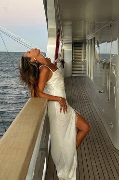 Sale Ezmerelda White Rhinestone Fringe Dress The White Edit|Denim + Diamonds Bachelorette