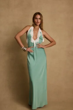 Clearance Fiorella Lace Satin Midi Dress Date Night Dresses|Vacation Dresses