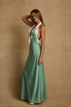 Clearance Fiorella Lace Satin Midi Dress Date Night Dresses|Vacation Dresses