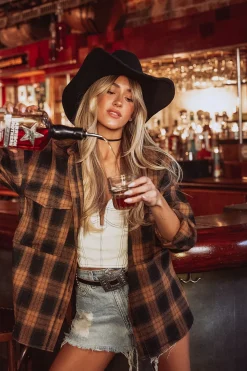 Discount Fireside Mocha Plaid Flannel Outerwear|Jackets