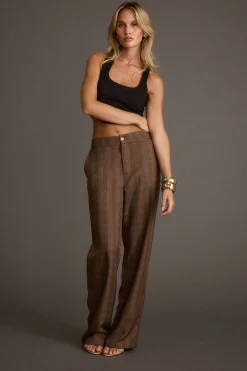 Fashion Franklin Tan Checkered Pant Work Wear Bottoms|Pants